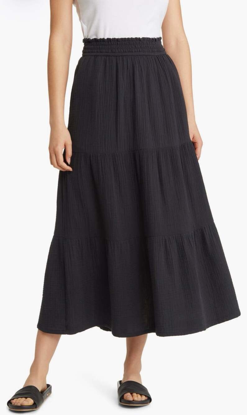 Marine Layer Corinne Double Cloth Cotton Maxi Skirt NWOT Coastal Casual Size S